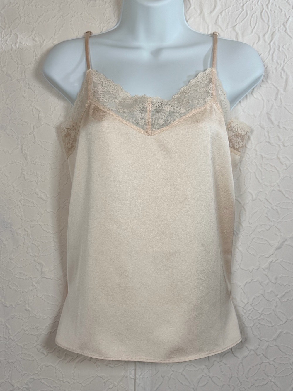 J Crew Pale Pink Lace Satin Cami Top Sz S
